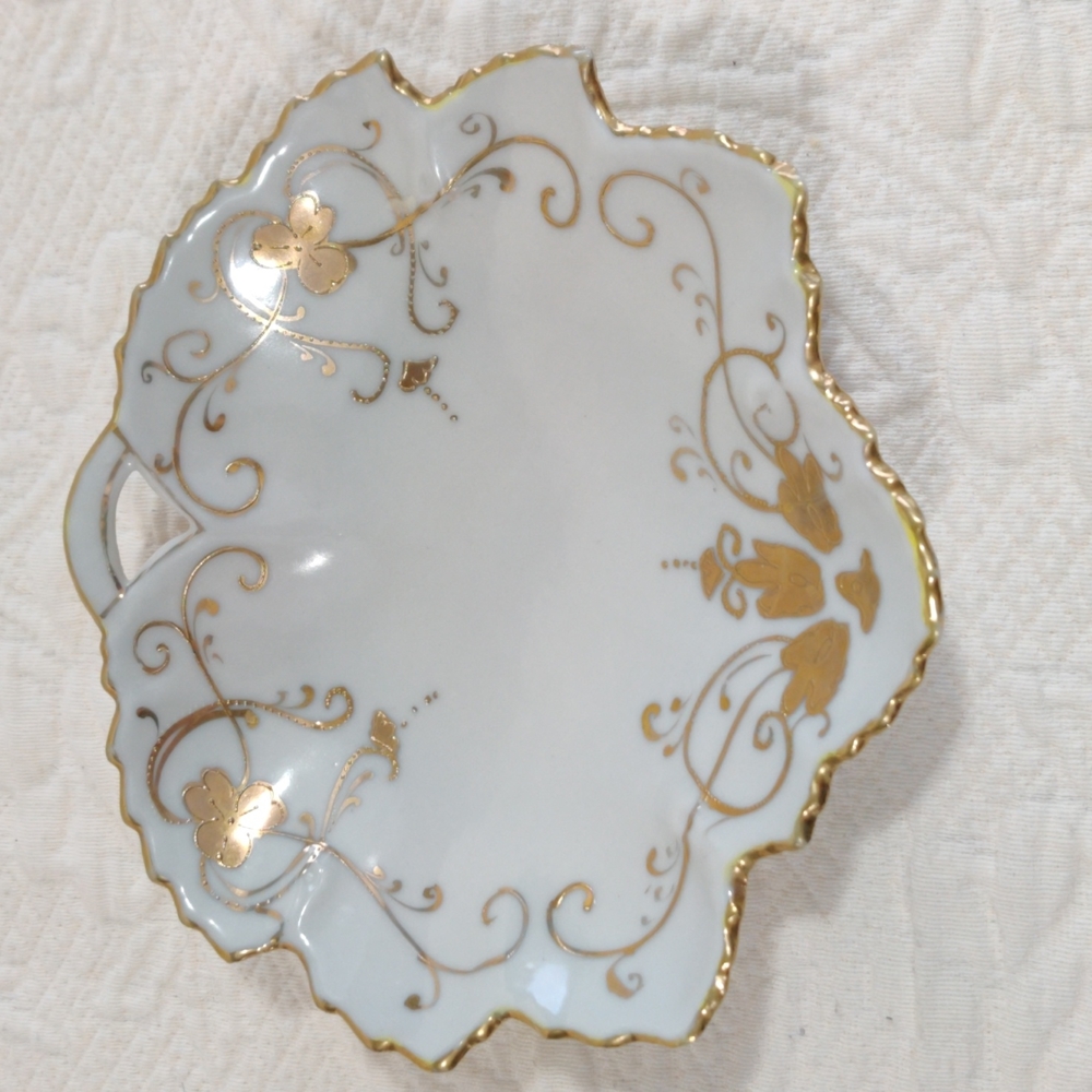 Antique Imperial Nippon Porcelain Gold Leaf Serving Dish Hand Painted